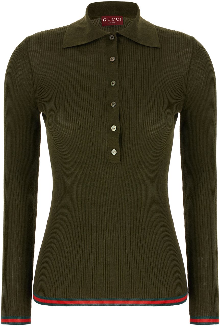 Gucci Gucci Mud cashmere blend polo shirt Groen