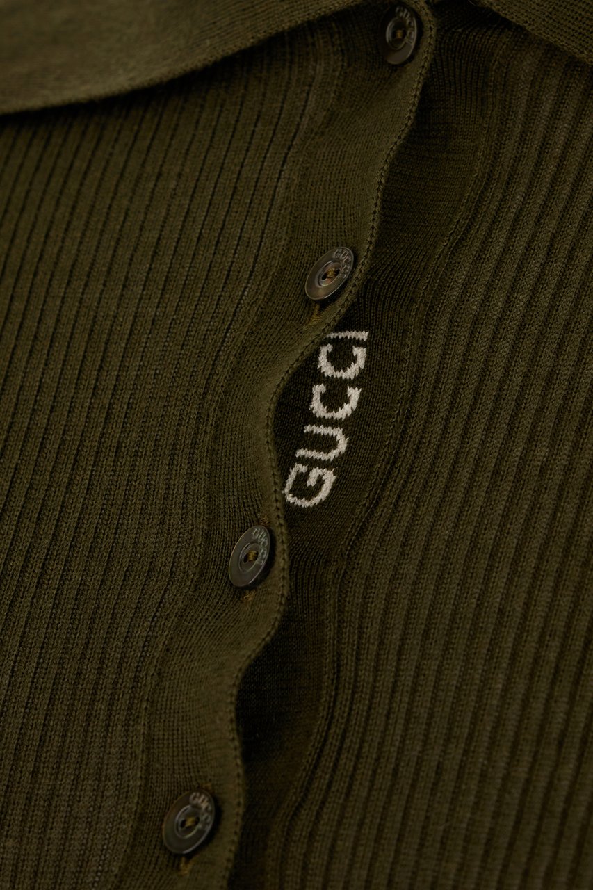 Gucci Gucci Mud cashmere blend polo shirt Groen