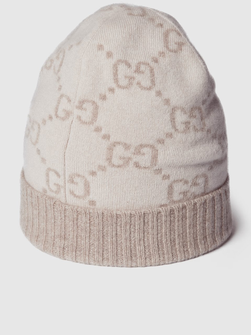 Gucci Nuancie Knit Beanie Double G Logo Grijs