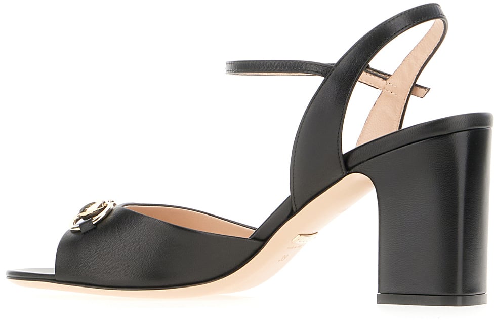 Gucci Gucci Black leather sandals Zwart