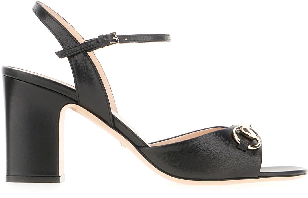Gucci Gucci Black leather sandals Zwart