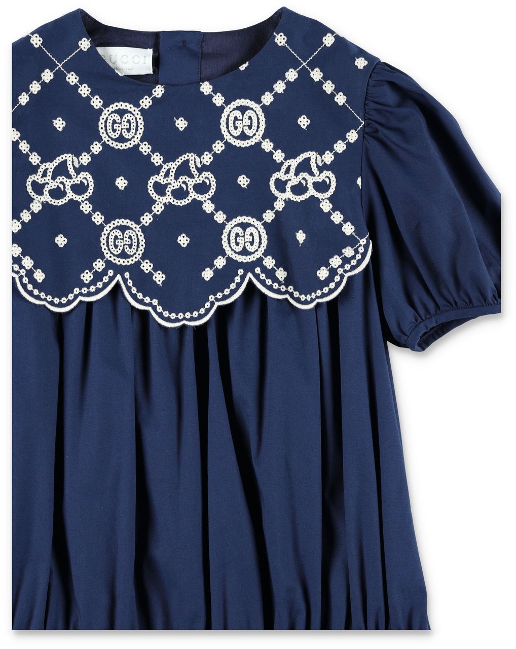 Gucci Kid - Embroidered cotton dress Blauw