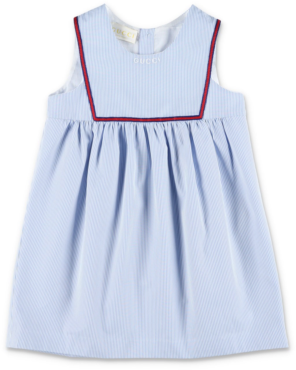 Gucci Kid - Embroidered cotton poplin dress Blauw