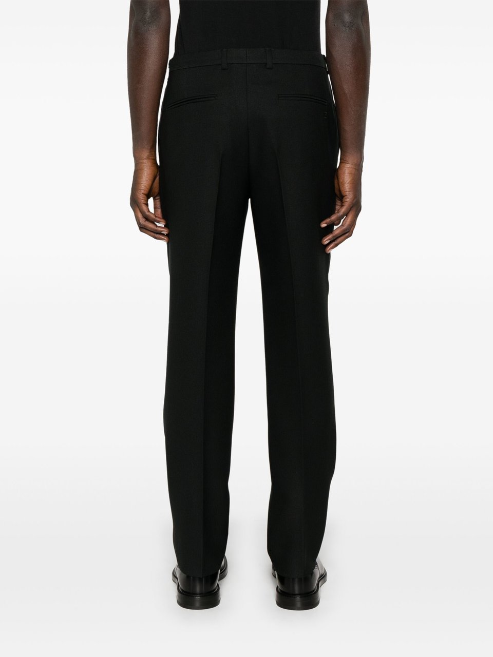 Gucci Black Fluid Straight-Leg Tailored Pants Zwart