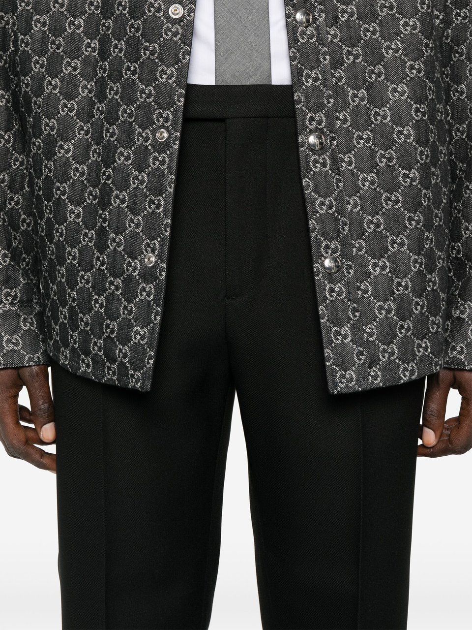 Gucci Black Fluid Straight-Leg Tailored Pants Zwart