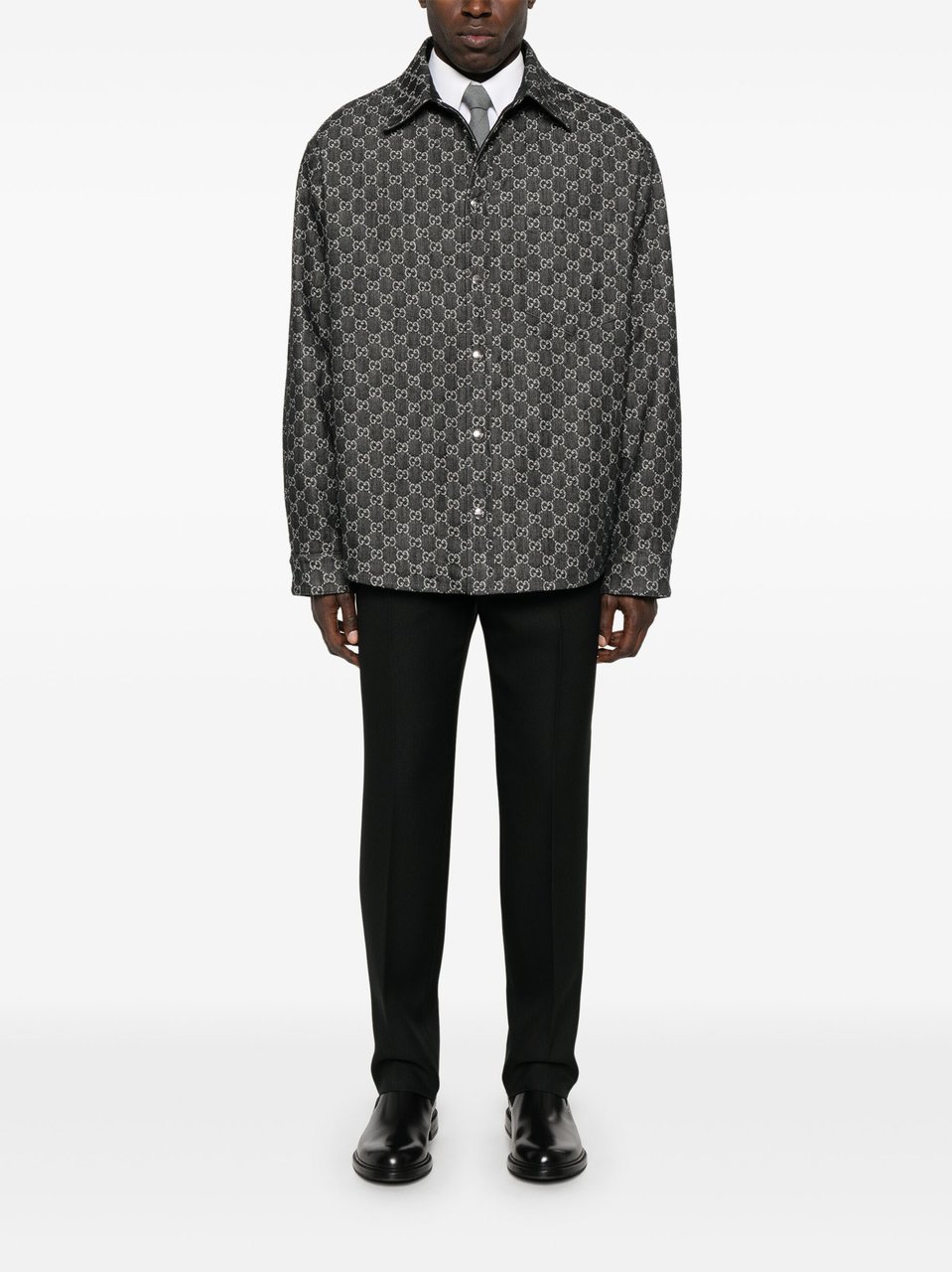 Gucci Black Fluid Straight-Leg Tailored Pants Zwart