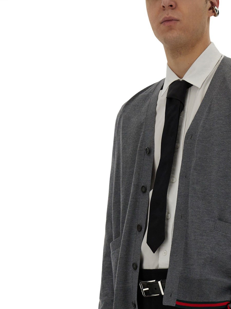 Gucci Web Pattern Cardigan with Classic Button Closure Neutraal