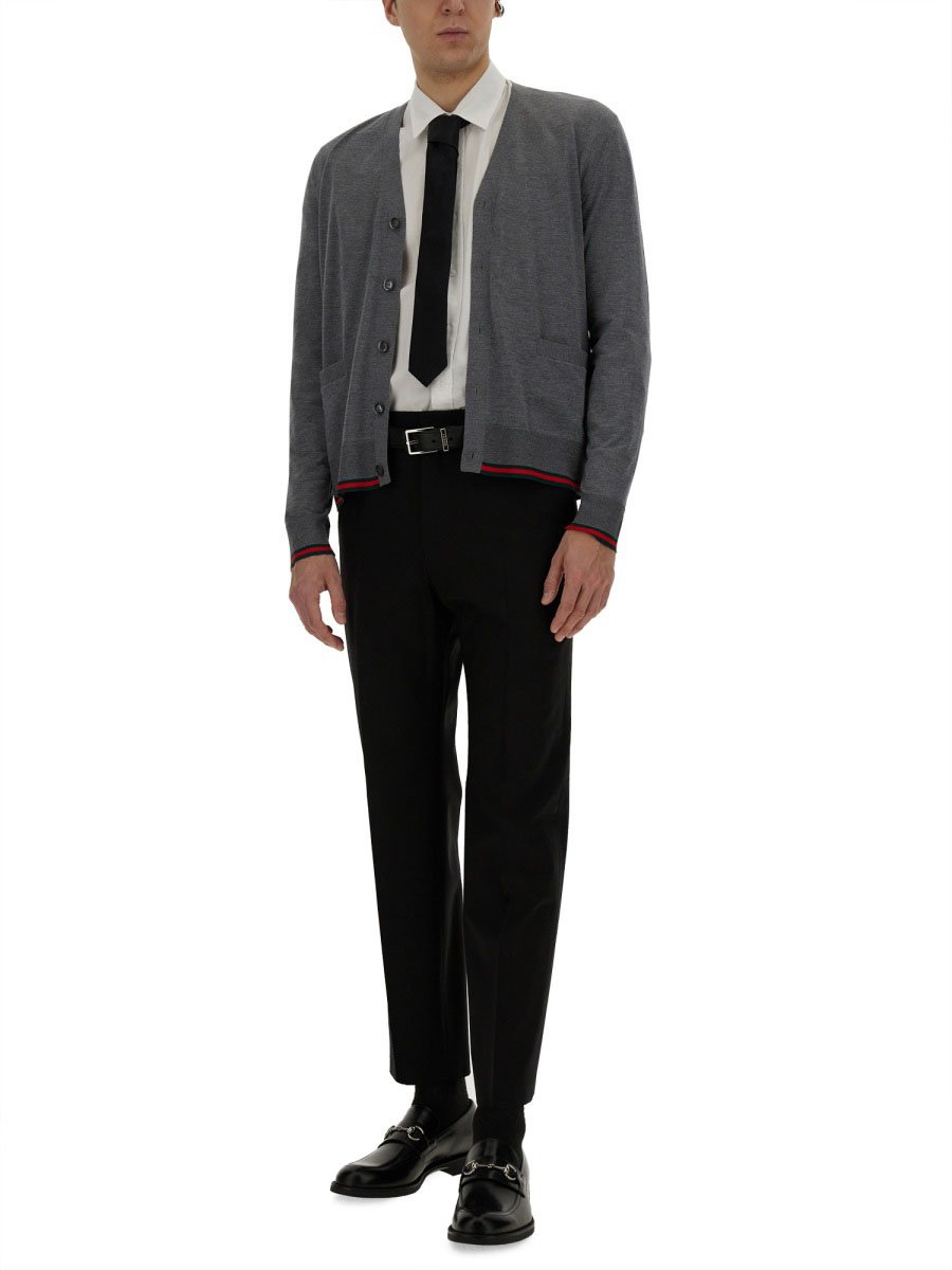 Gucci Web Pattern Cardigan with Classic Button Closure Neutraal