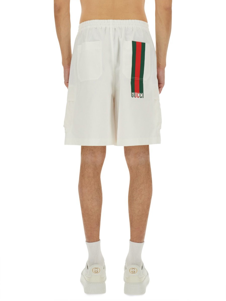 Gucci Cotton "Web" Shorts Neutraal