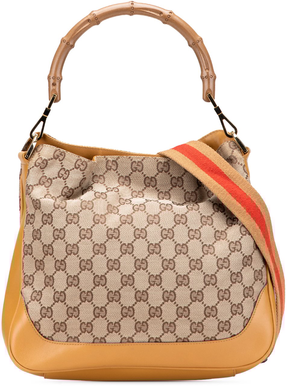 Gucci GG Canvas Bamboo Web Satchel Bruin