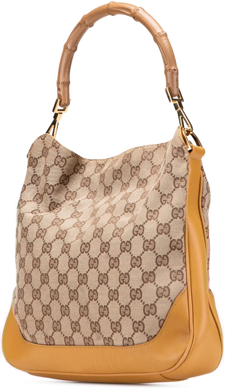 Gucci GG Canvas Bamboo Web Satchel Bruin