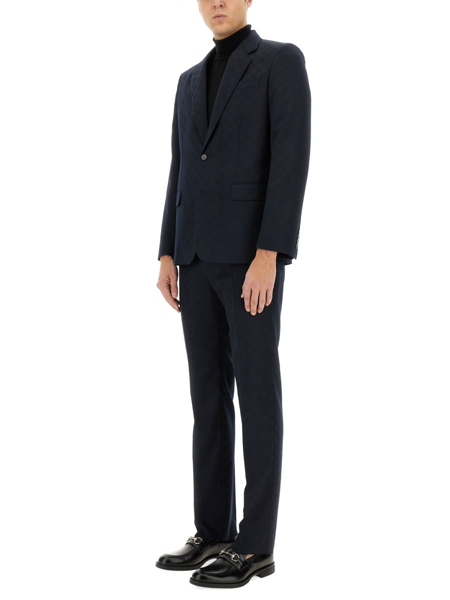 Gucci Textured Wool Jacquard Dress with Tailored Silhouette Neutraal