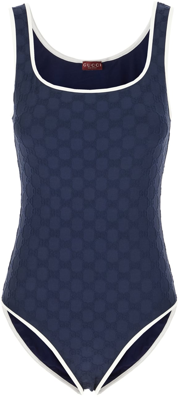 Gucci Gucci Navy blue stretch nylon swim suit Blauw