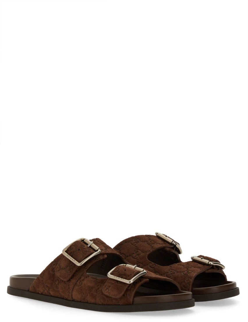 Gucci Leather Slider Sandal with Minimalist Design Zwart