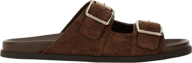 Gucci Leather Slider Sandal with Minimalist Design Zwart