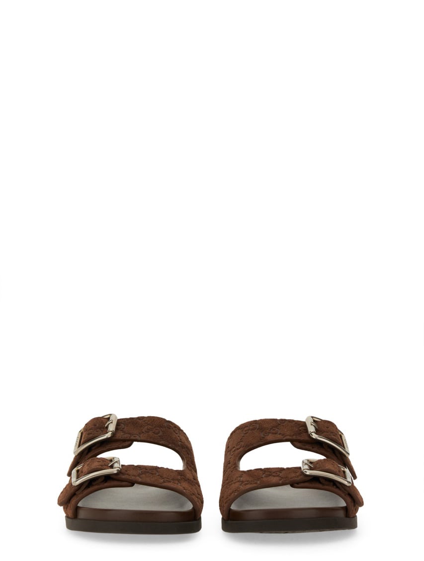 Gucci Leather Slider Sandal with Minimalist Design Zwart