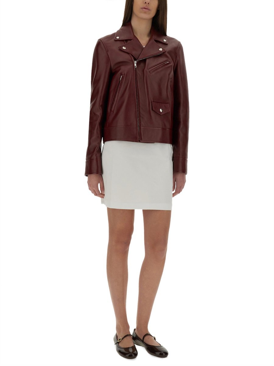 Gucci Classic Black Leather Biker Jacket with Structured Fit Zwart