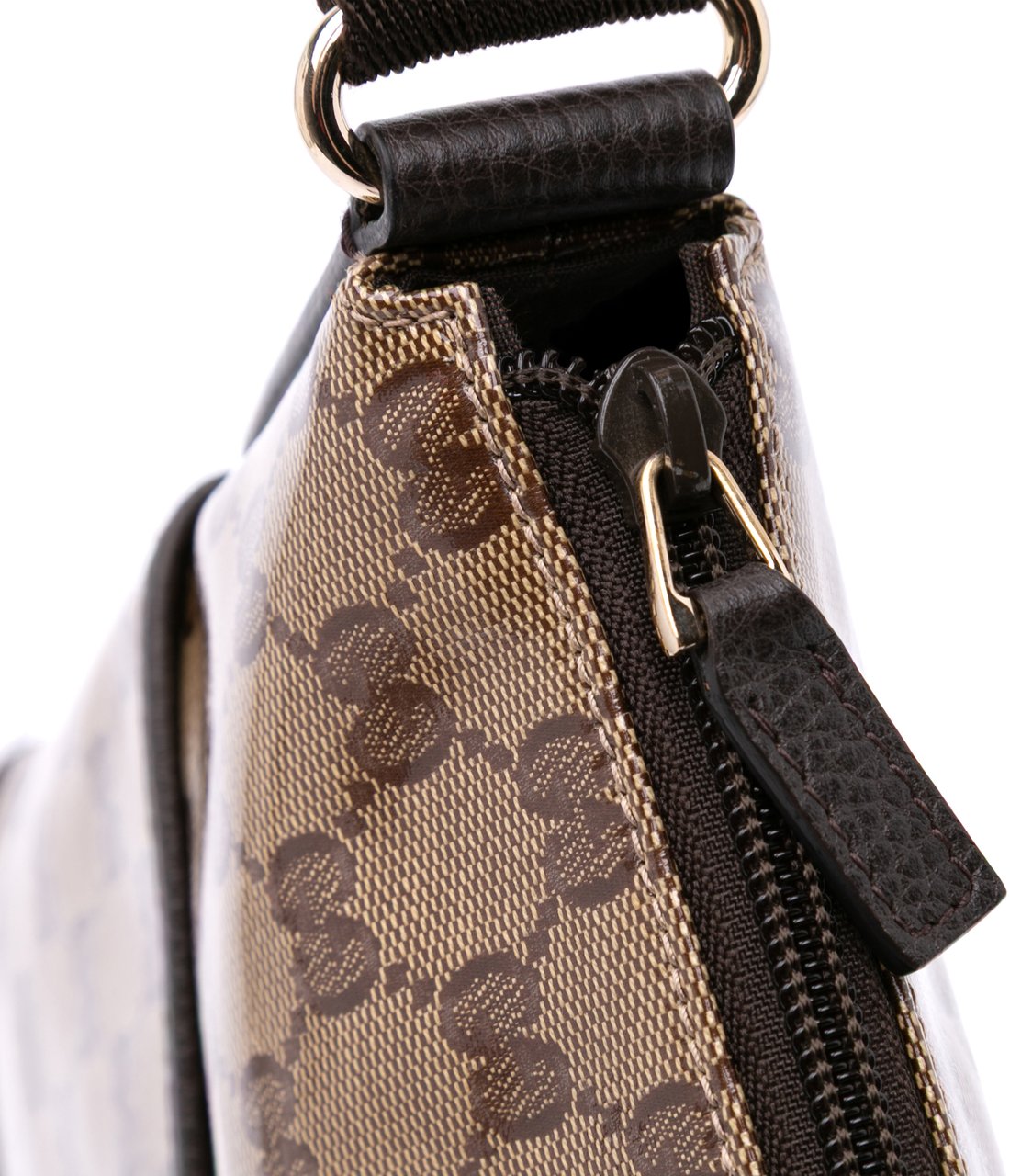 Gucci GG Crystal Flat Messenger Bag Bruin