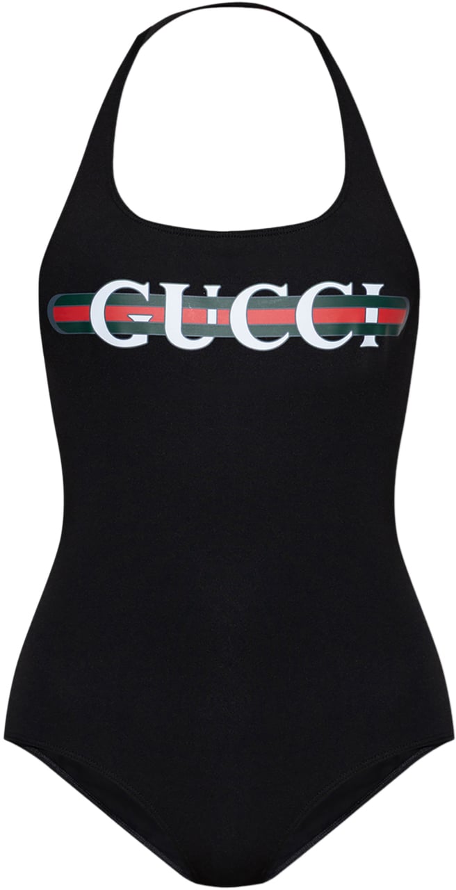 Gucci Sparkling Logo One Piece Swimsuit Zwart