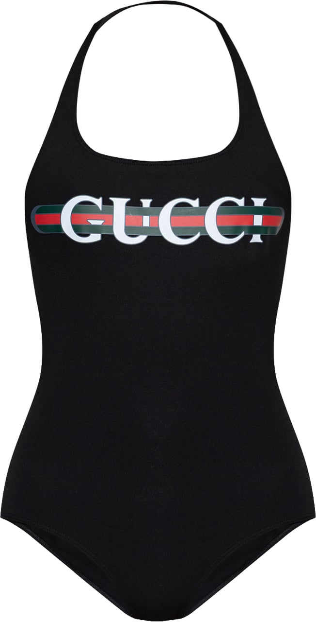 Gucci Sparkling Logo One Piece Swimsuit Zwart