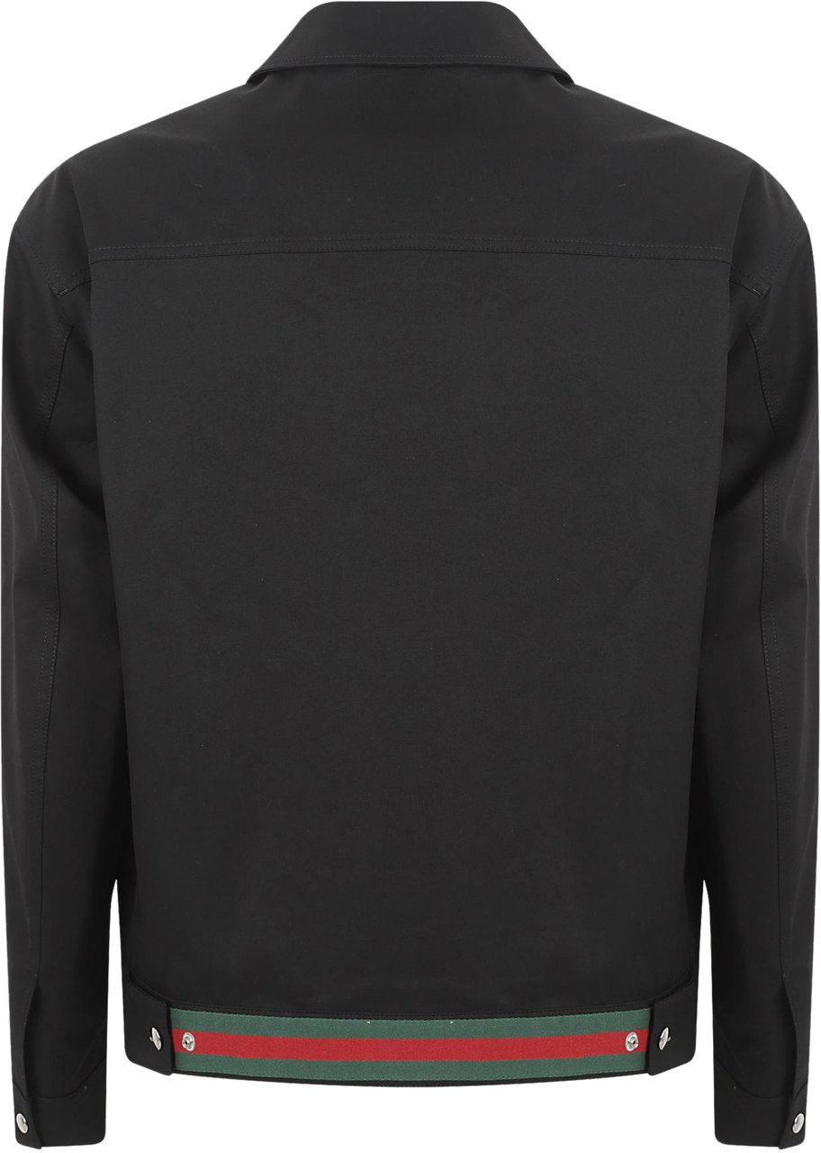 Gucci Collared Zip-up Jacket Zwart