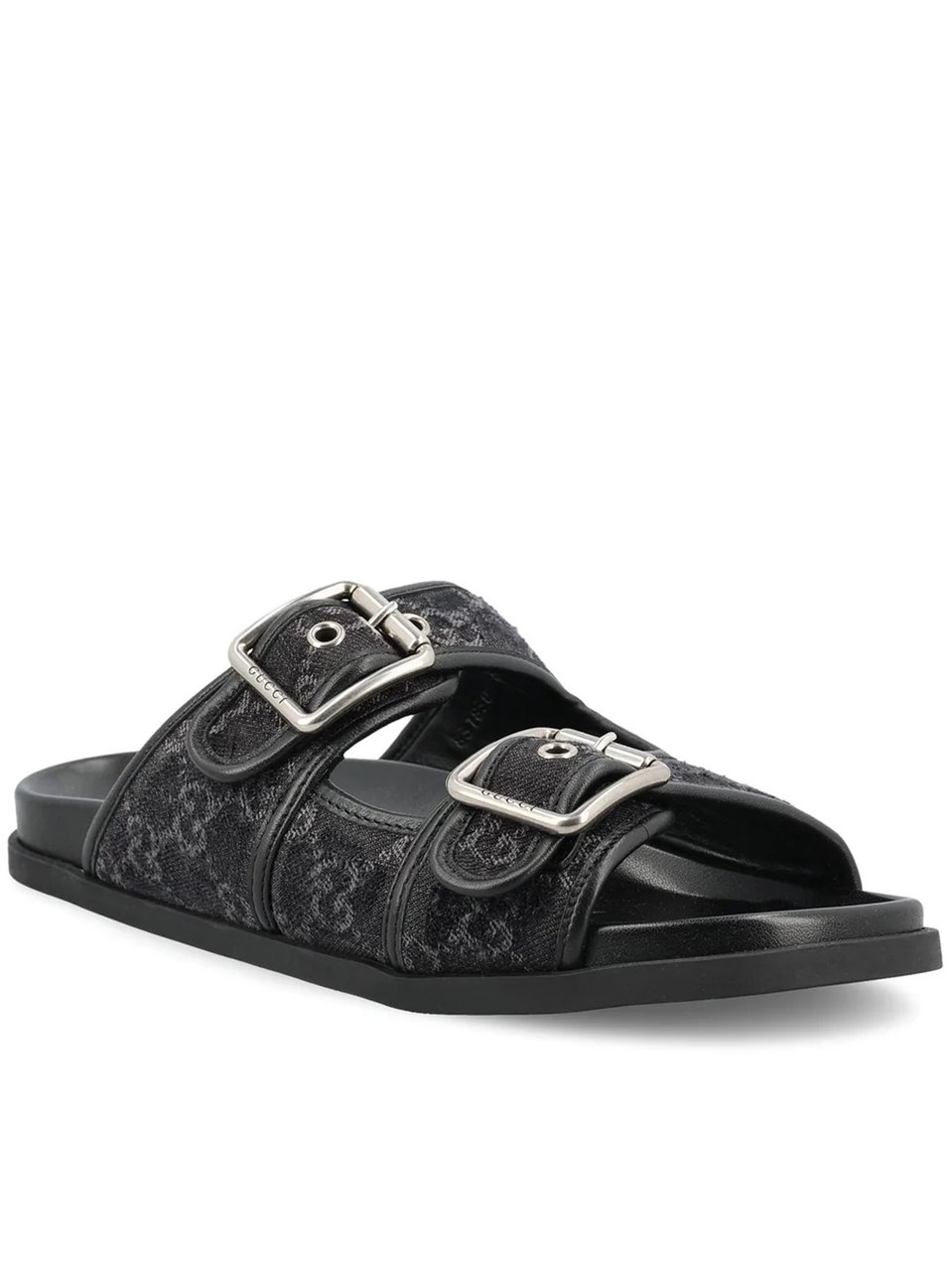 Gucci Black Rhein Slide GG Denim Sandals Zwart