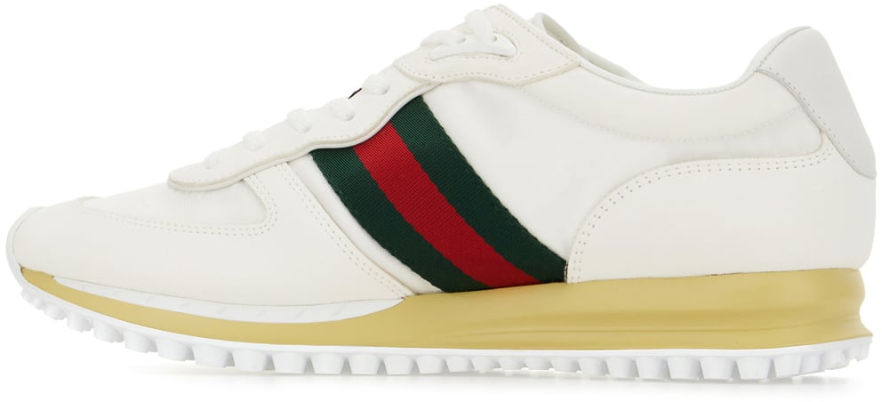 Gucci Gucci White Original GG fabric and suede Gucci Re-Motion sneakers Wit