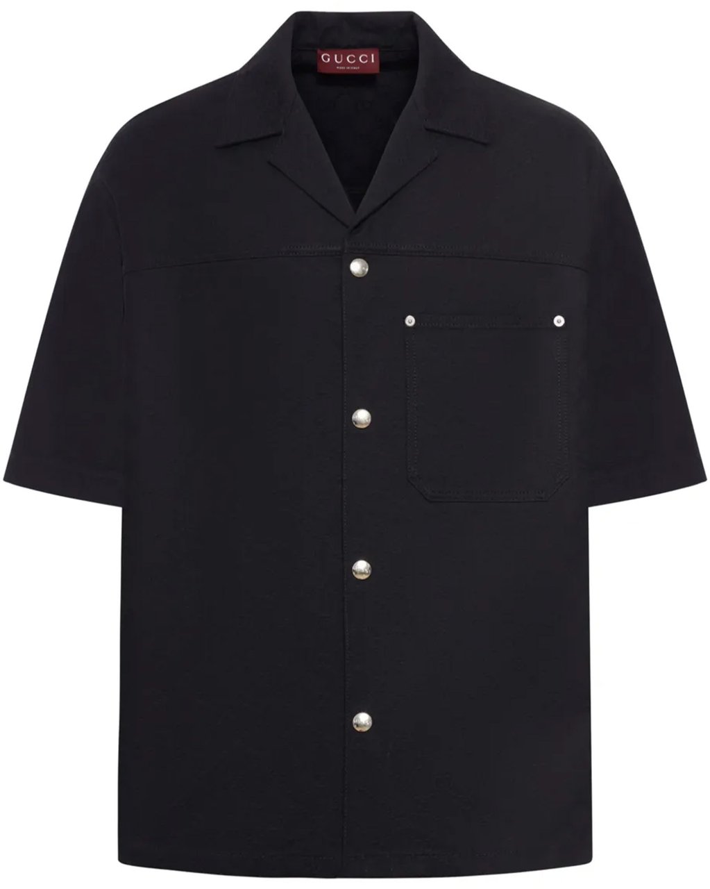 Gucci Black Boxy Short-Sleeved Camp Collar Shirt Zwart