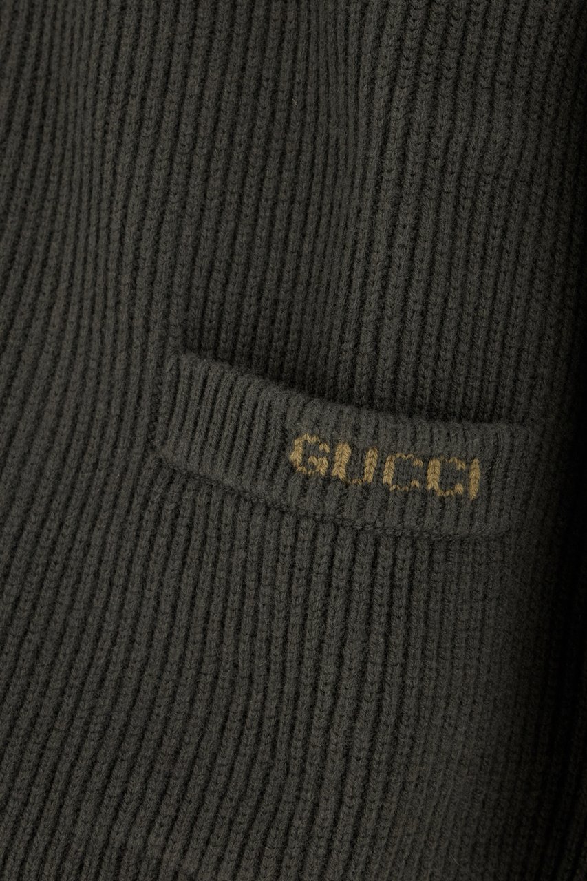 Gucci Gucci Graphite wool blend cardigan Zwart