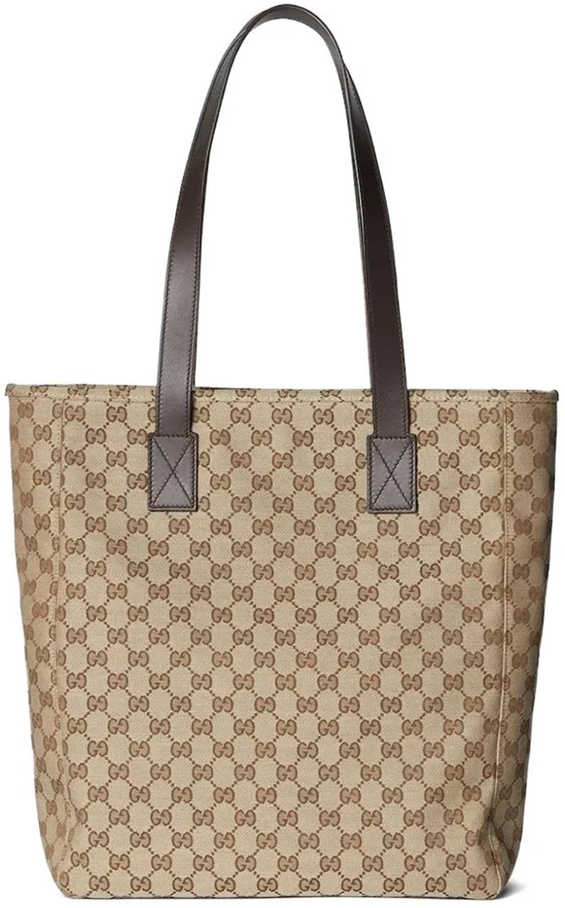 Gucci Beige Monogram Canvas Web Accent Tote Neutraal
