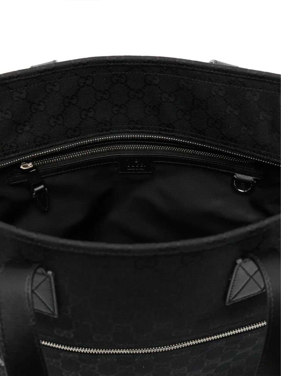 Gucci Beige GG Canvas Web Detail Tote Zwart