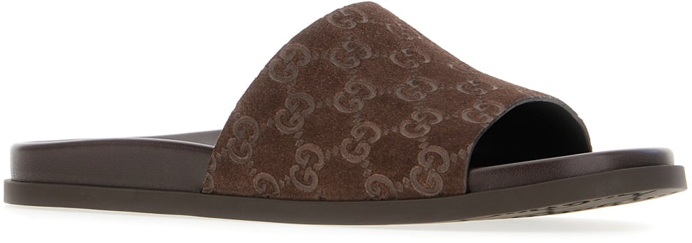 Gucci Gucci Chocolate suede slippers Bruin