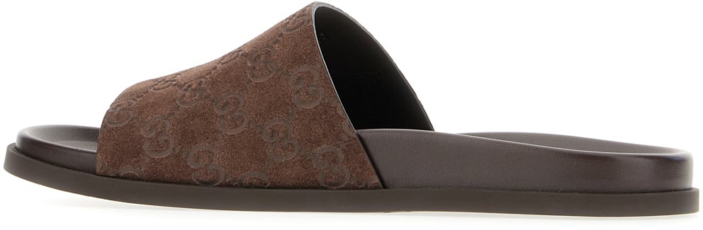 Gucci Gucci Chocolate suede slippers Bruin