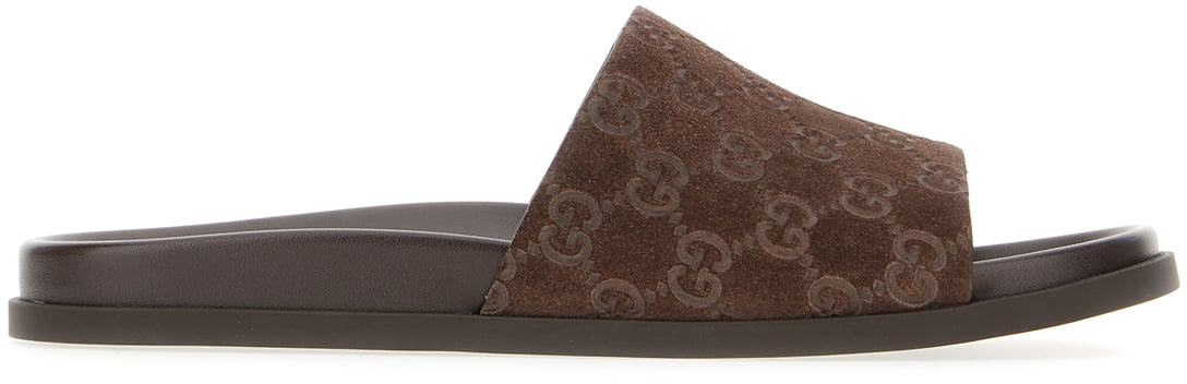 Gucci Gucci Chocolate suede slippers Bruin