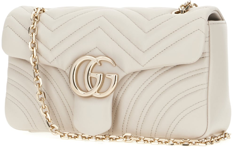 Gucci Light grey nappa leather medium GG Marmont shoulder bag Grijs
