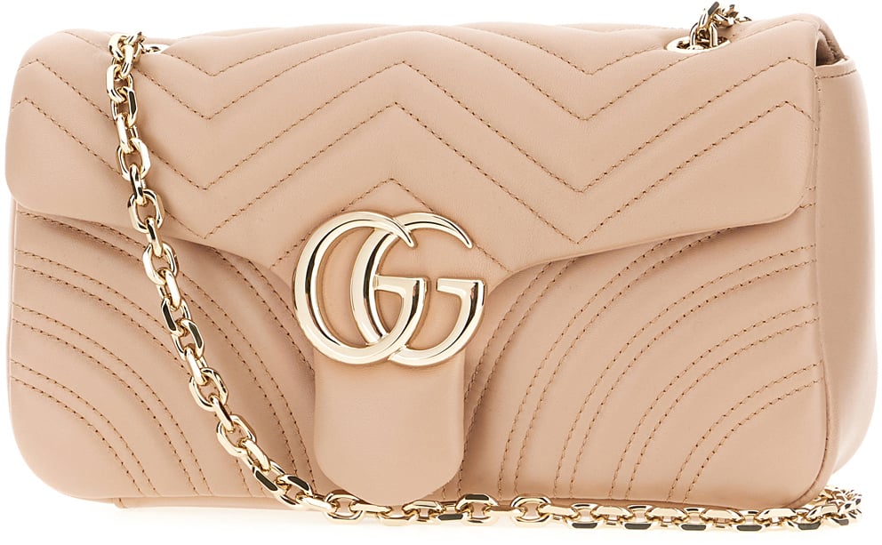 Gucci Pink nappa leather medium GG Marmont shoulder bag Roze