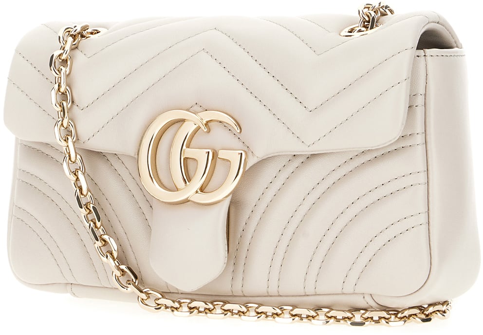 Gucci Chalk nappa leather small GG Marmont shoulder bag Wit