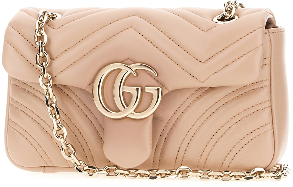 Gucci Pink nappa leather small GG Marmont shoulder bag Roze