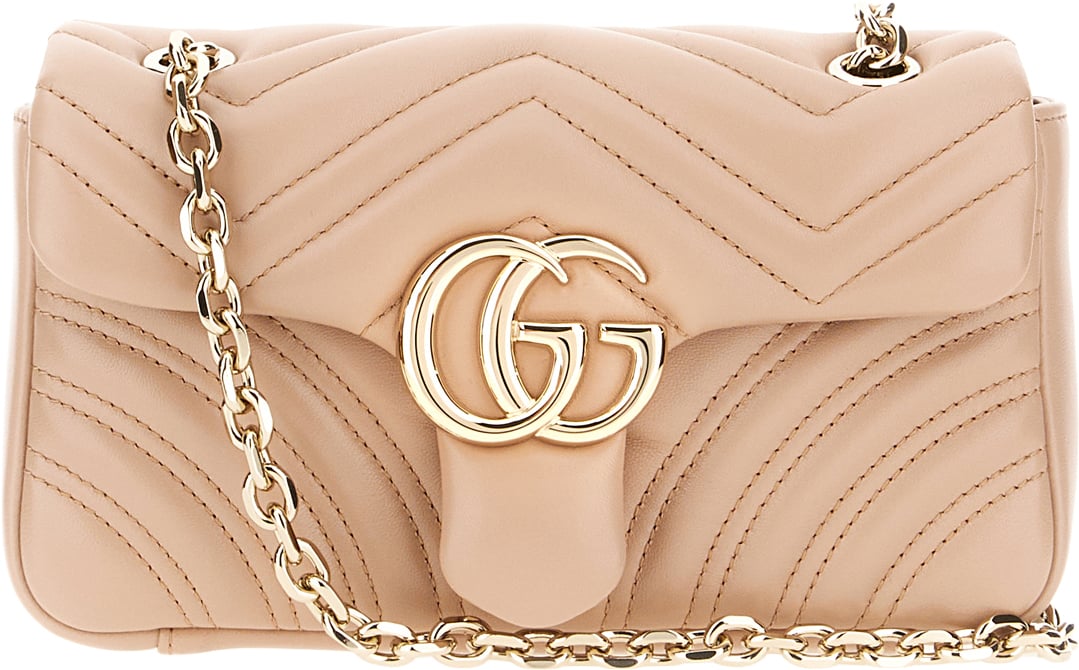 Gucci Pink nappa leather small GG Marmont shoulder bag Roze