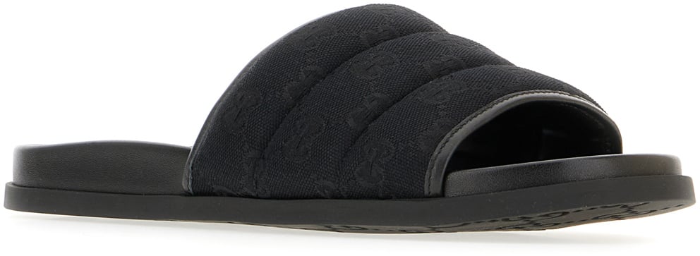 Gucci Gucci Black fabric padded slippers Zwart