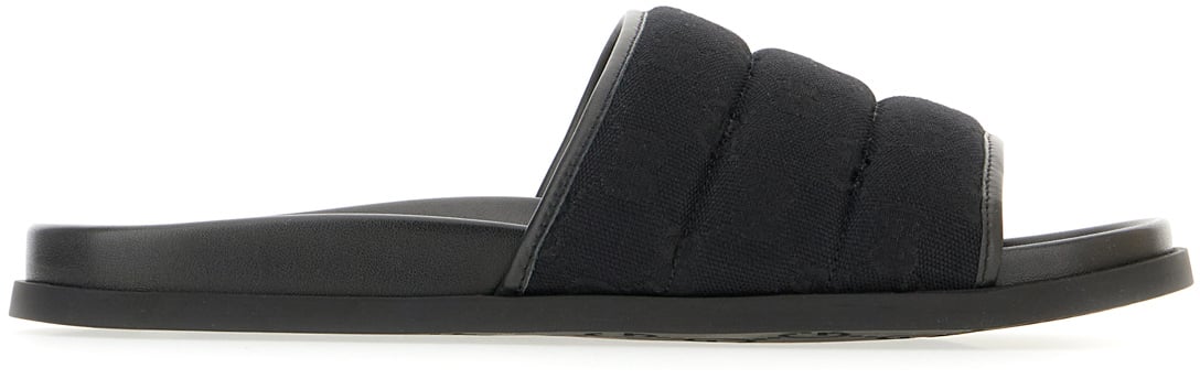 Gucci Gucci Black fabric padded slippers Zwart