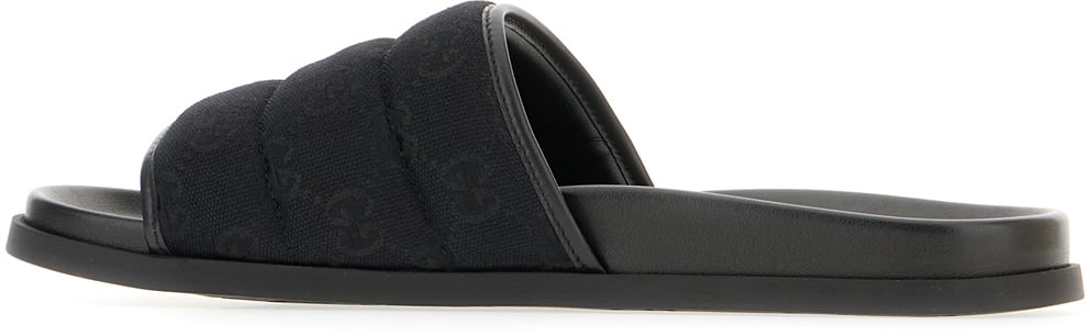 Gucci Gucci Black fabric padded slippers Zwart