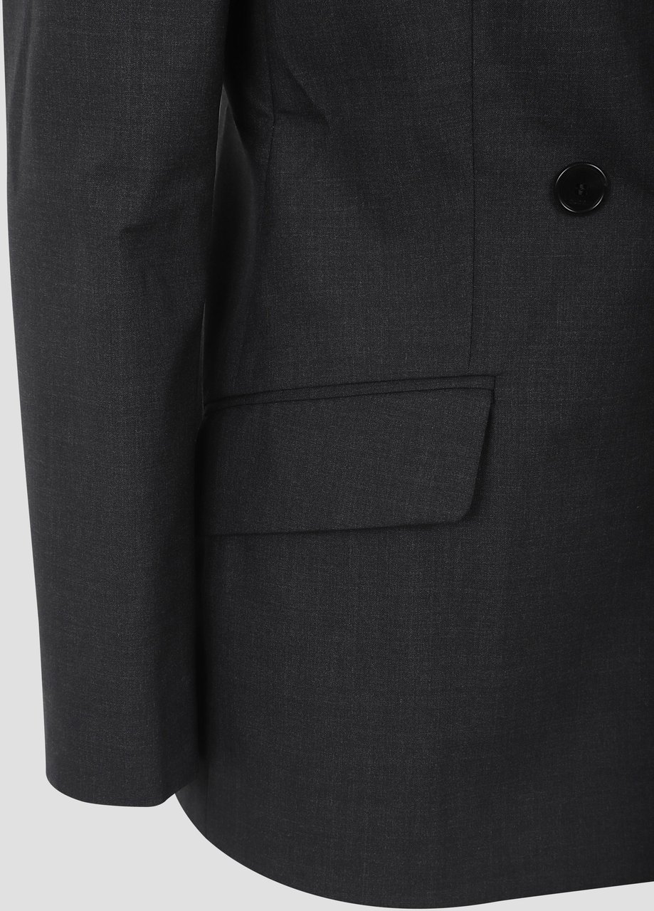 Gucci Double-breasted Plain Wool Jacket Grijs