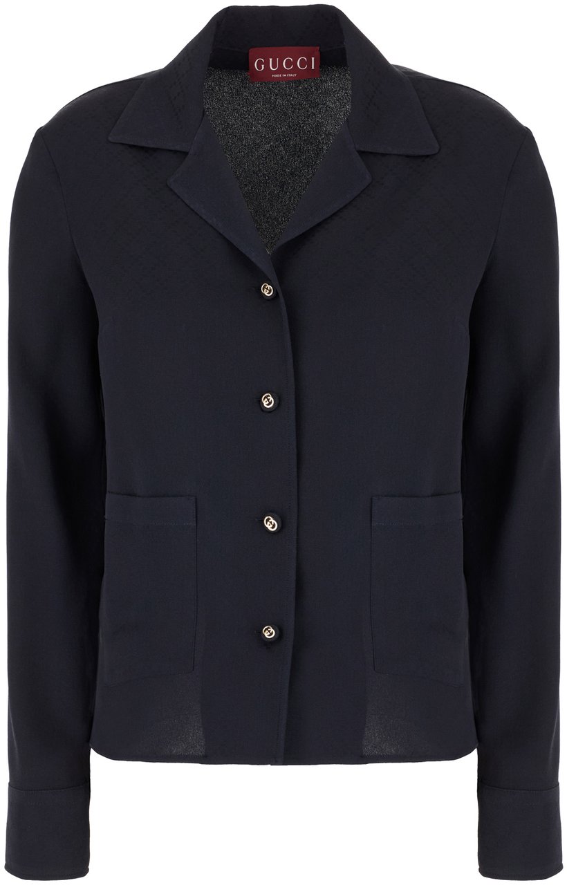 Gucci Gucci Midnight blue viscose blend blouse Blauw