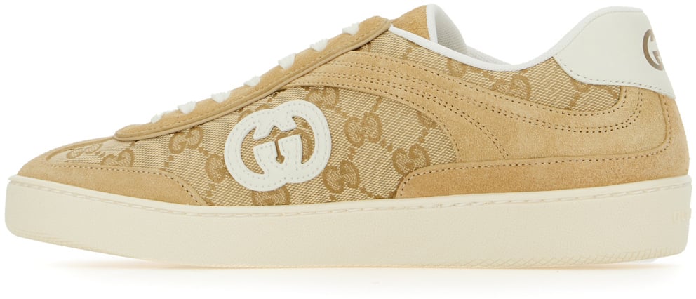 Gucci Gucci Beige suede and GG fabric sneakers Beige