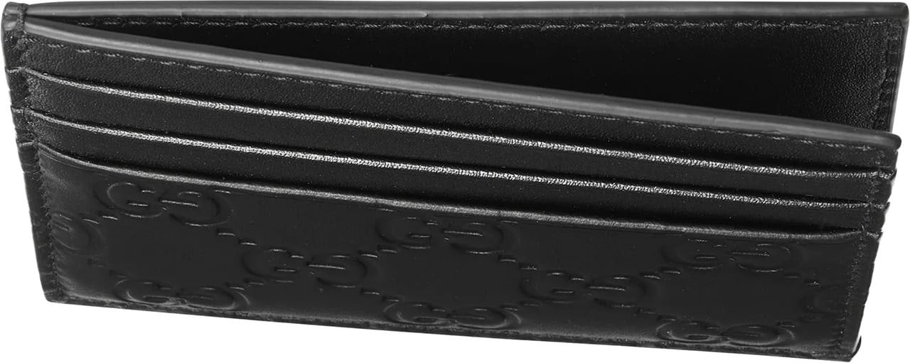 Gucci Black Arabella Embossed Leather Card Case Zwart