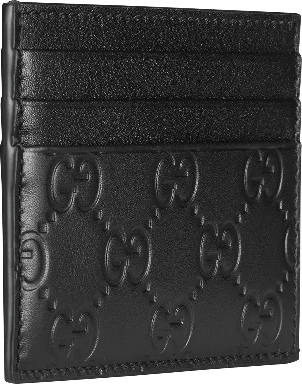 Gucci Black Arabella Embossed Leather Card Case Zwart