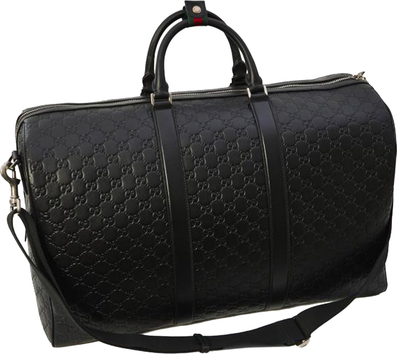 Gucci Black Arabella Structured Embossed Leather Duffle Zwart
