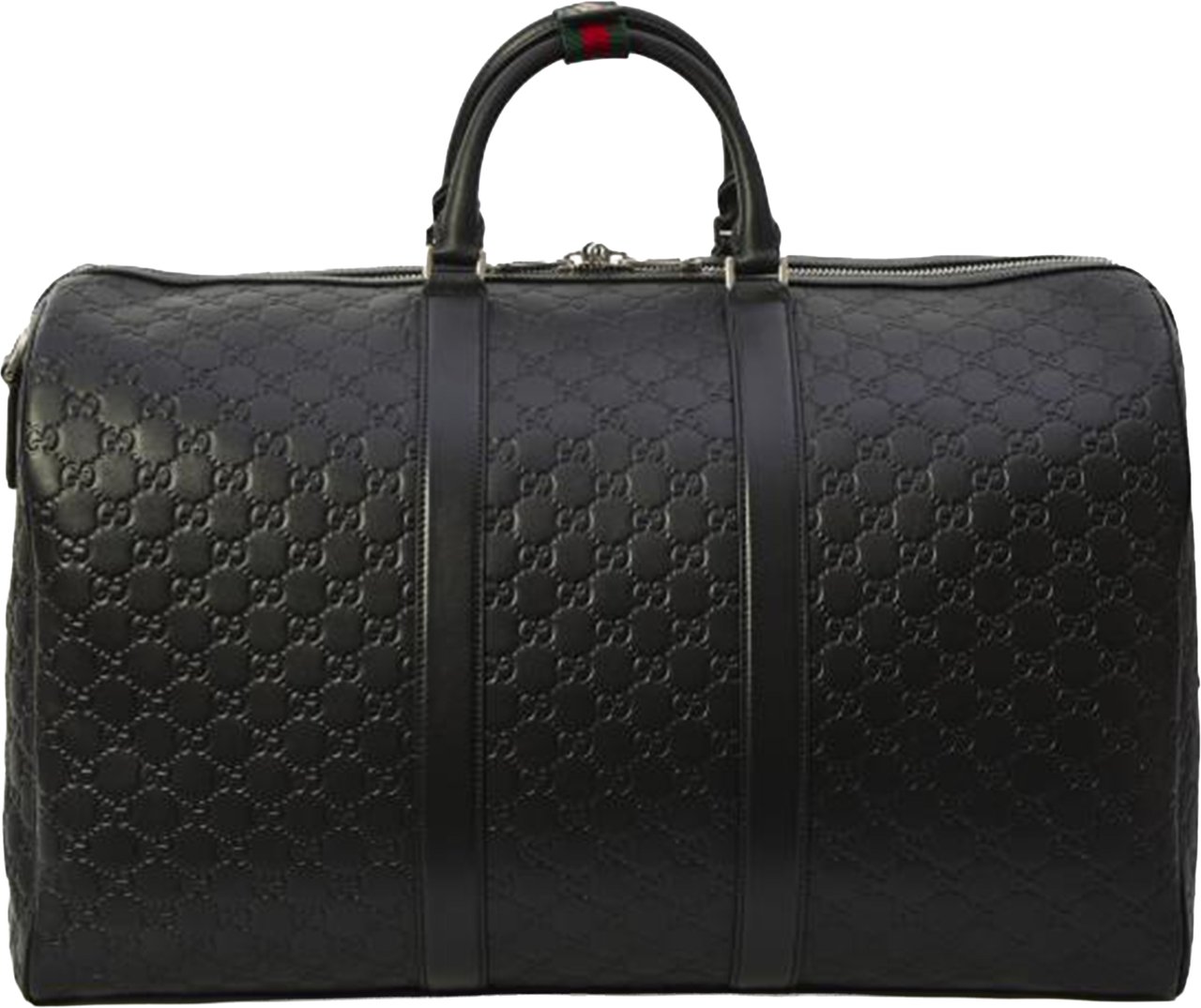Gucci Black Arabella Structured Embossed Leather Duffle Zwart