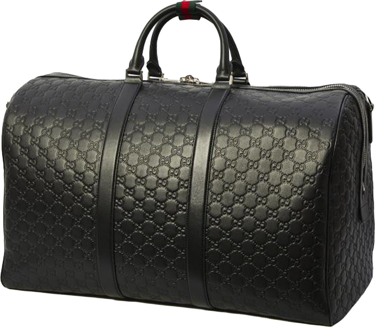 Gucci Black Arabella Structured Embossed Leather Duffle Zwart